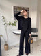 Side Slit Knitted Pullover With Loose Trouser